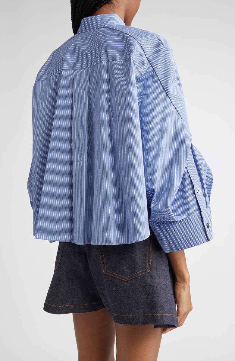 Sacai Stripe Poplin Button-Up Shirt, Alternate, color, 