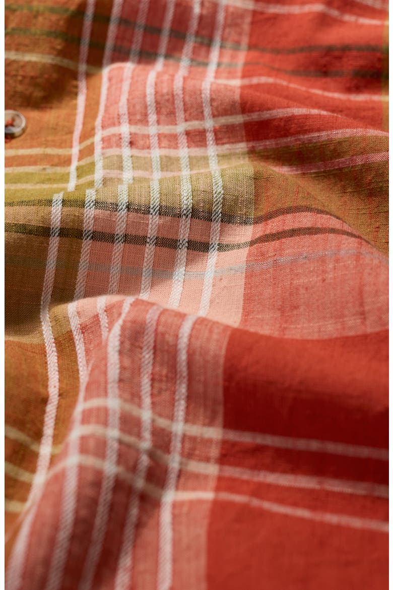 Penmere Plaid Organic Cotton Button-Up Shirt, Alternate, color, TANGERINE MULTI