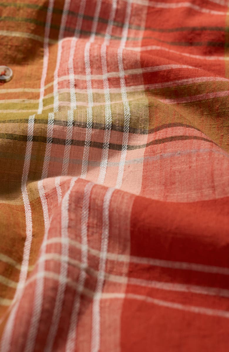 Seasalt Cornwall Penmere Plaid Organic Cotton Button-Up Shirt, Alternate, color, Tangerine Multi