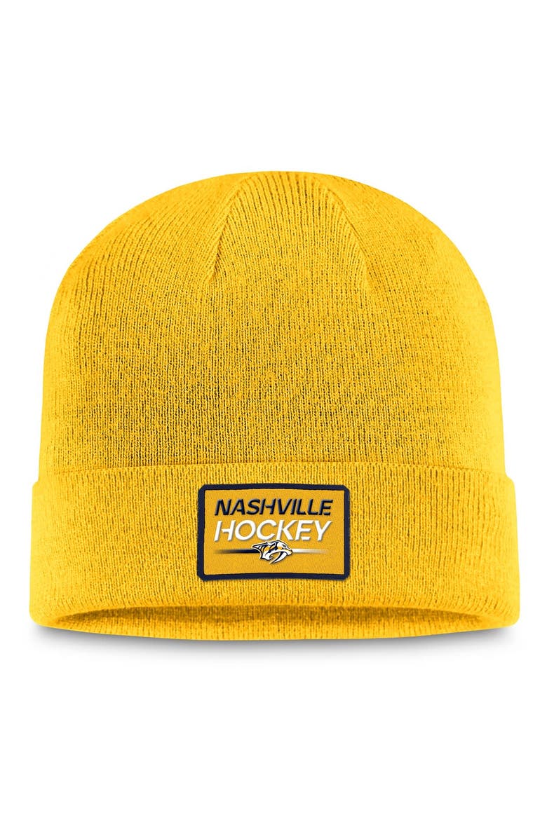 Men's Fanatics Branded  Gold Nashville Predators Authentic Pro Cuffed Knit Hat, Main, color, Gold