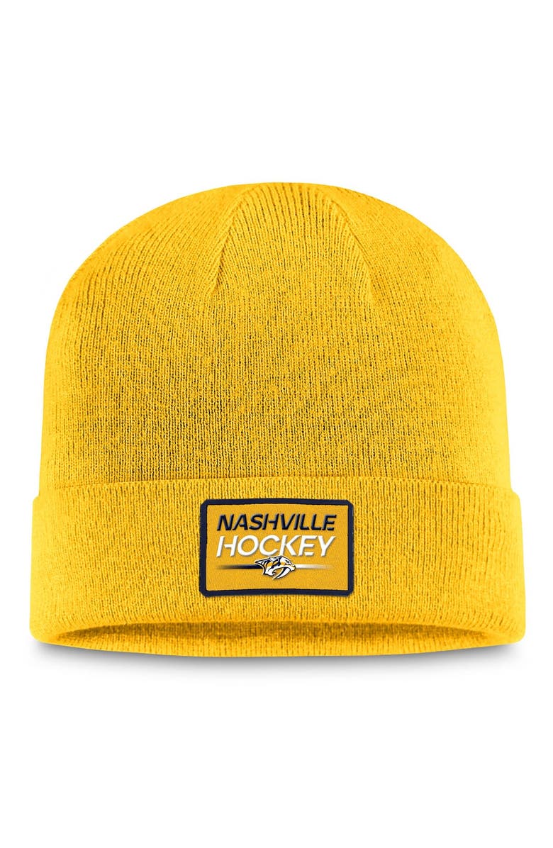 FANATICS Men's Fanatics Branded Gold Nashville Predators Authentic Pro Cuffed Knit Hat, Main, color, Gold