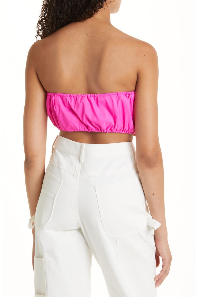 Gigi Crop Strapless Drawstring Detail Recycled Nylon Top, Alternate, color, BOUGAINVILLEA