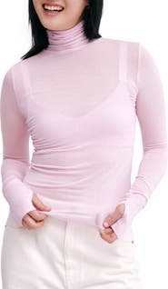 Marcella Eloise Turtleneck Semisheer Jersey Top