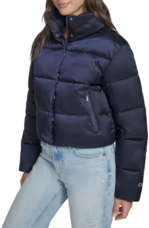 Champion Water Resistant Crop Puffer Jacket In Blue