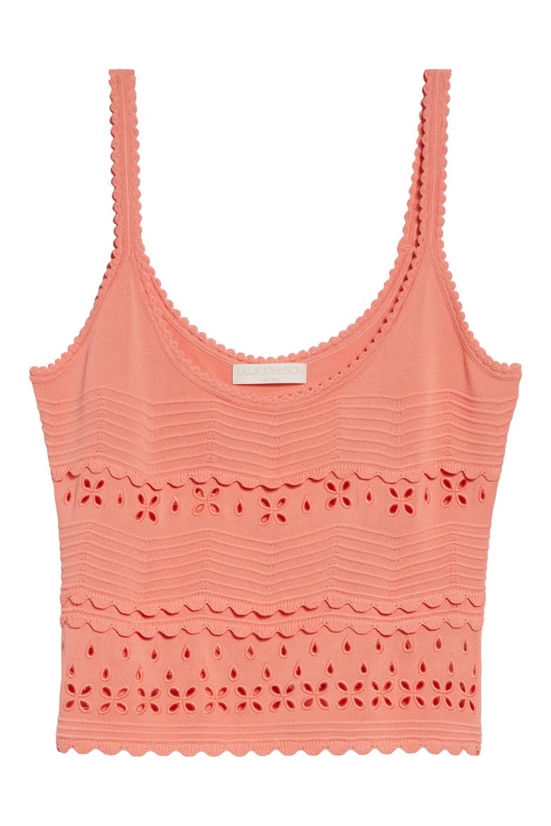 Sea Eyelet Camisole, Alternate, color, CORAL PEONY