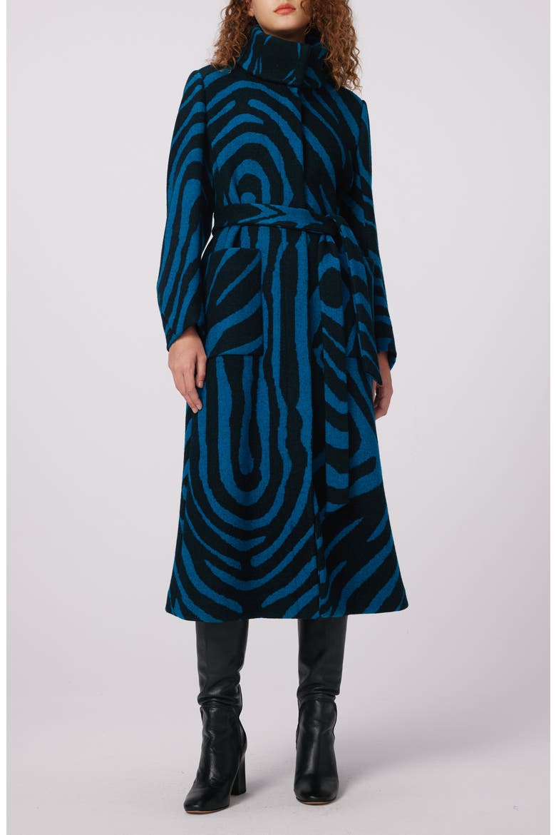 Starsky Zebra Stripe Wool Blend Coat, Main, color, ZEBRA INDIAN GREEN LG