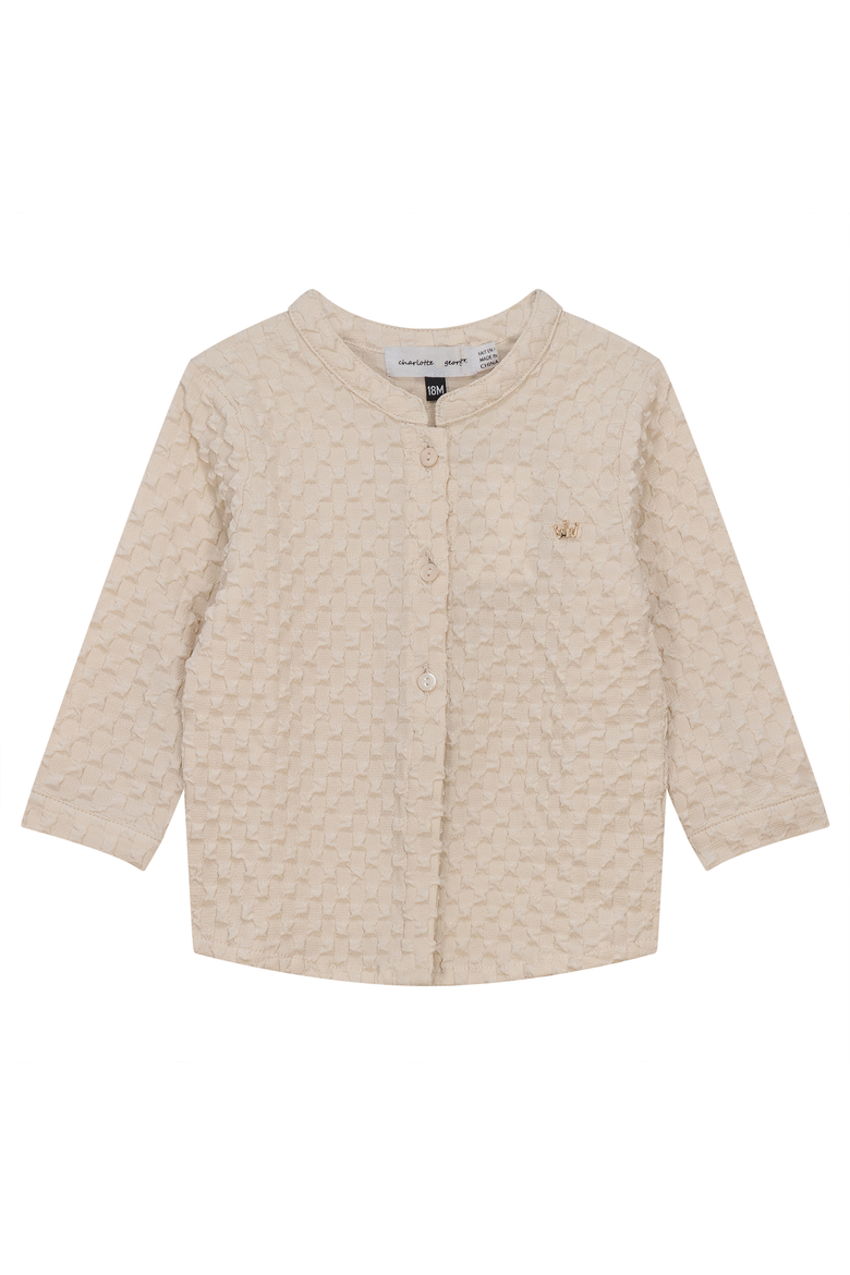 Puff Textured Woven Button Up Shirt, Alternate, color, Cream