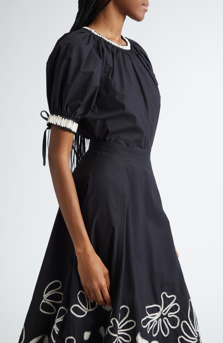 Ulla Johnson Amara Appliqué Detail Puff Sleeve Cotton Top, Alternate, color,