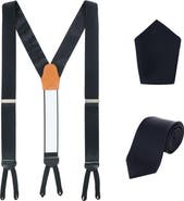 Trafalgar Sutton Solid Color Silk Brace Necktie and Pocket Square Set