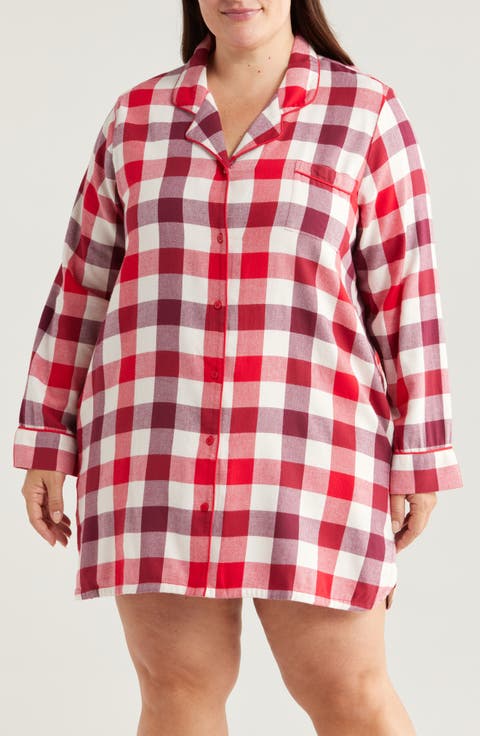 Cozy Cotton Blend Flannel Nightshirt (Plus)