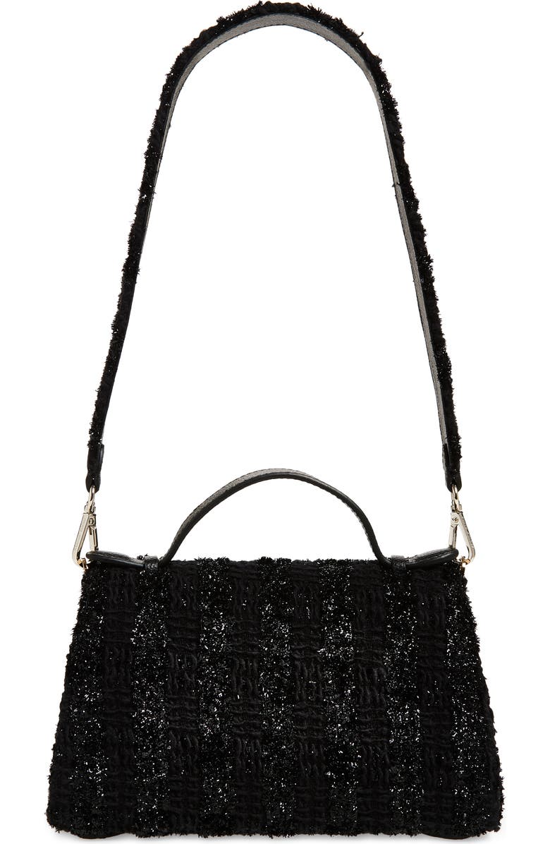 Simone Rocha Pochette Valentine Tweed Shoulder Bag, Alternate, color, Black
