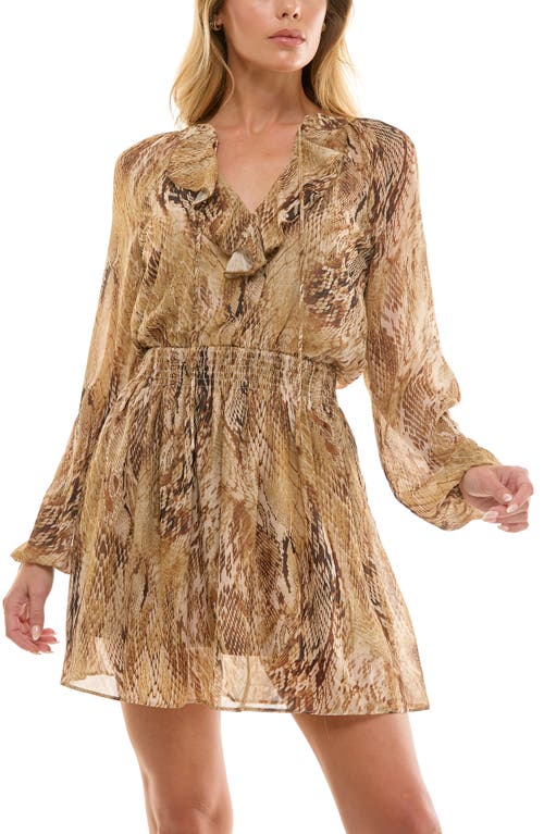 Socialite Long Sleeve Ruffle Tiered Minidress In Multi
