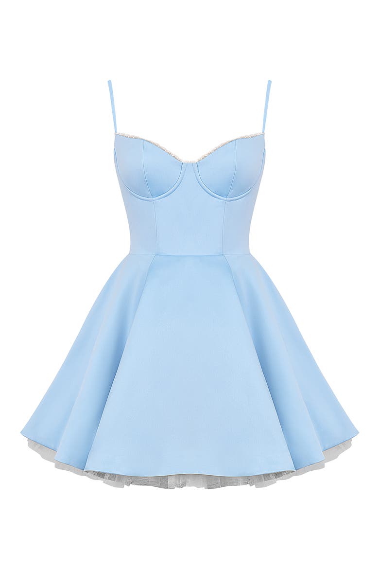 Minimoiselle Bustier Stretch Satin Minidress, Alternate, color, CINDERELLA BLUE