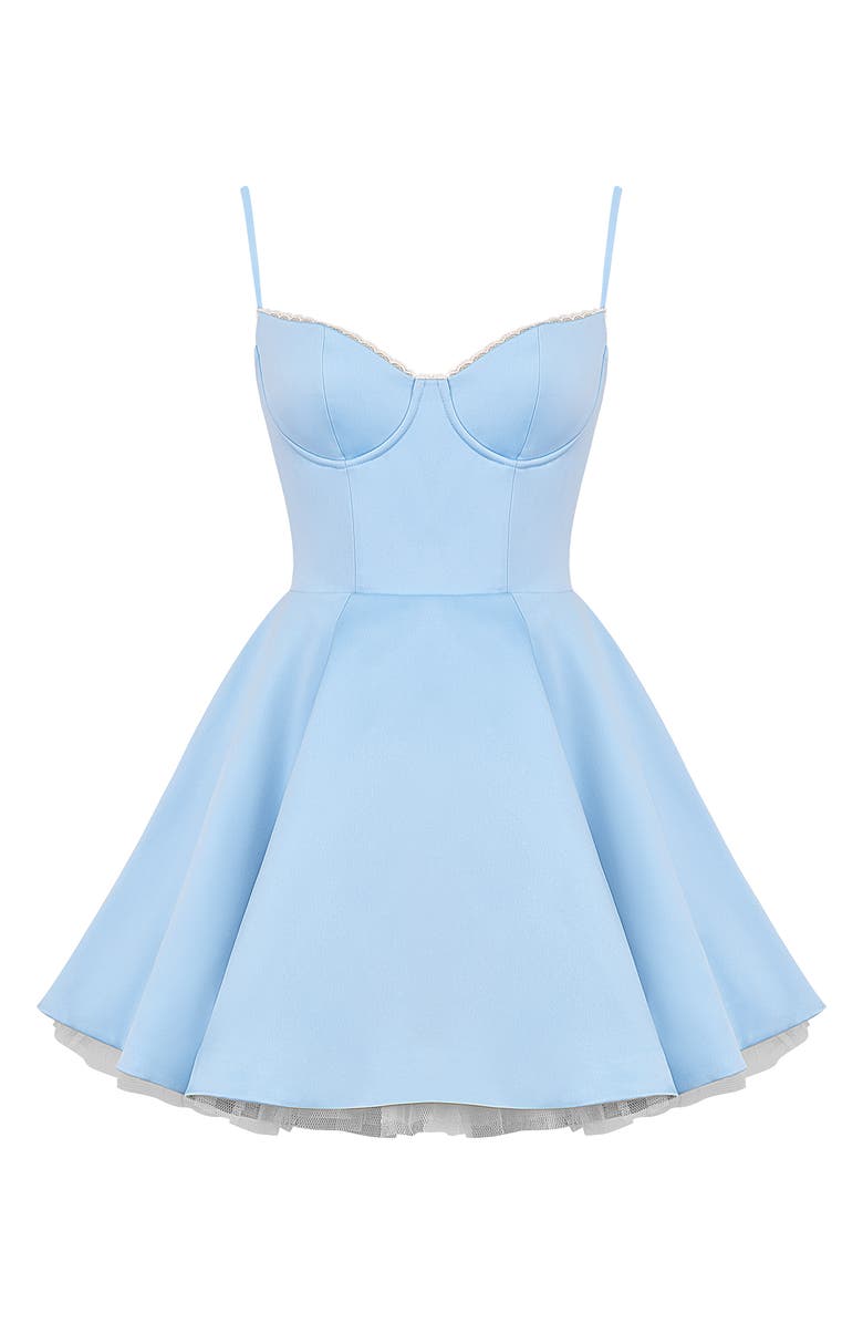 HOUSE OF CB Minimoiselle Bustier Stretch Satin Minidress, Alternate, color, Cinderella Blue