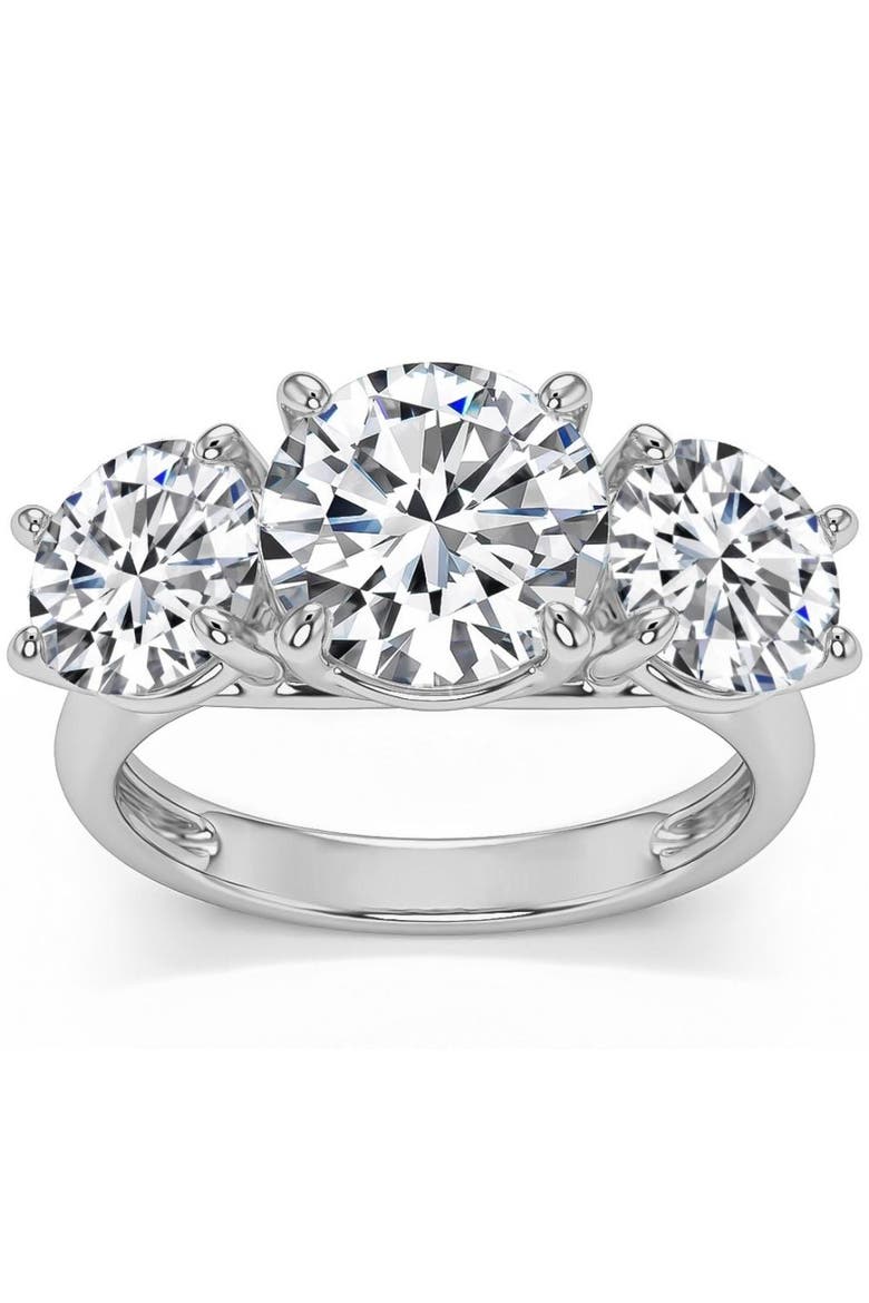 5 1/2Ct Three Stone Lab Grown Diamond Engagement Ring or Gold, Main, color, 10k White Gold