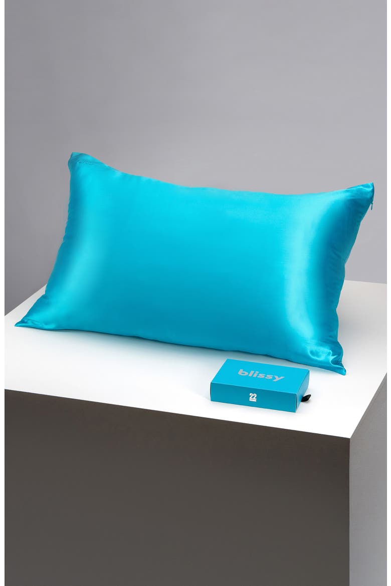 Mulberry Silk Pillowcase, Alternate, color, BAHAMA BLUE
