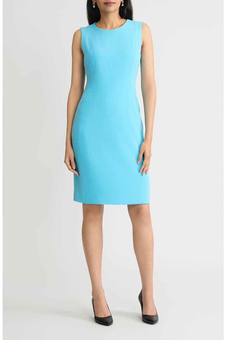 Princess Seam Sheath Dress, Main, color, AQUA OASIS
