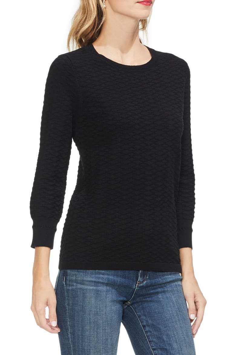 Rhombus Stitch Sweater, Main, color, RICH BLACK