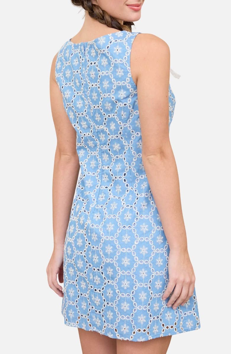 Blu Pepper Embroidered Eyelet Denim Minidress, Alternate, color, Light Denim