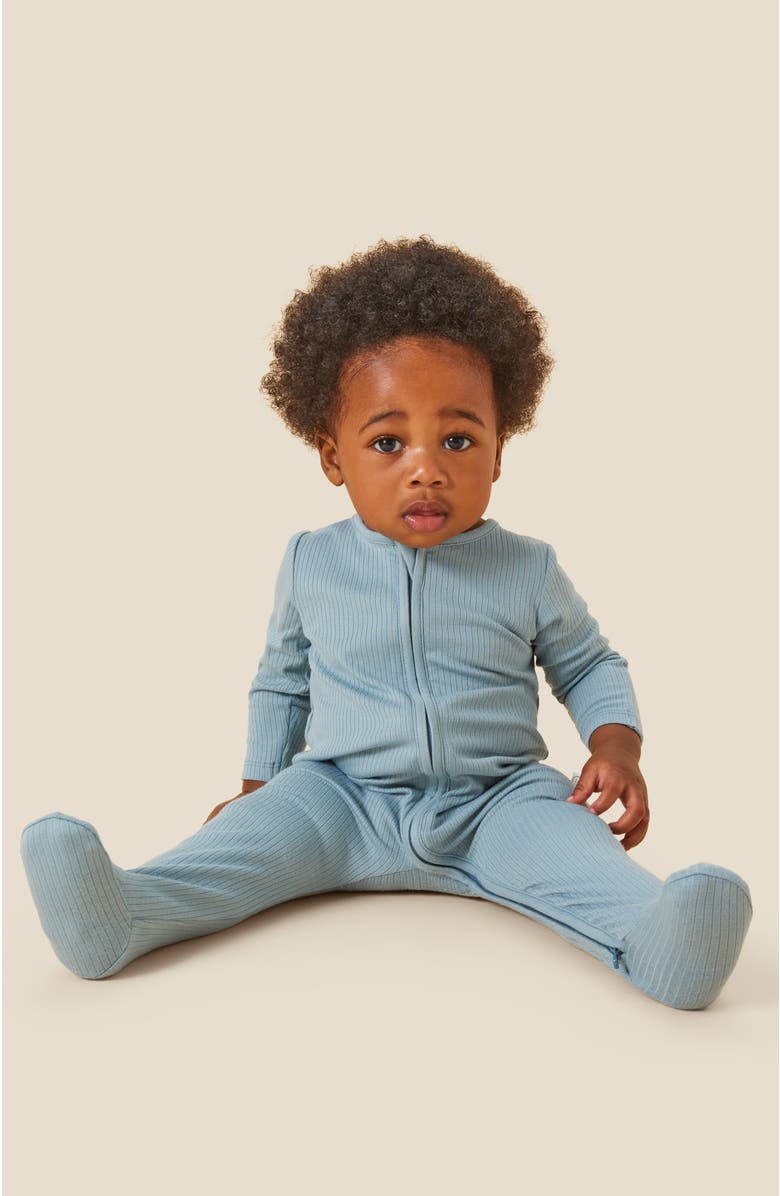 MORI Ribbed Two Way Zip-Up Sleepsuit, Alternate, color, Sky