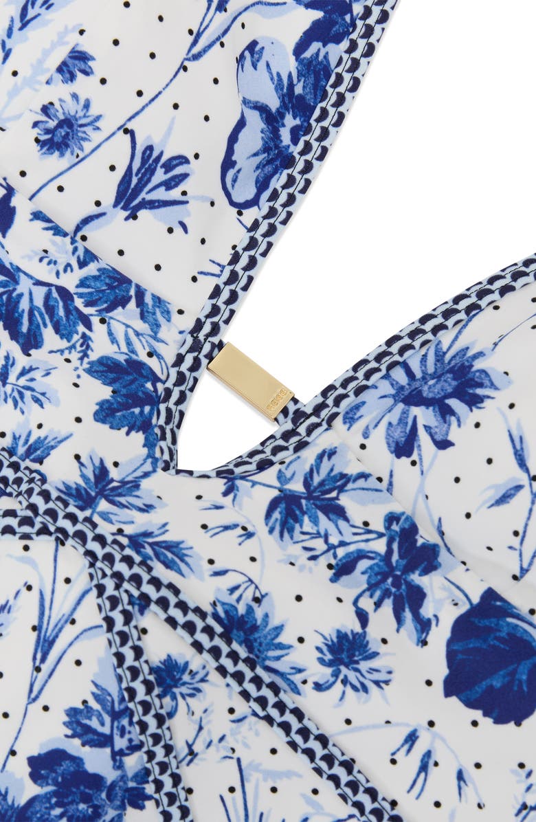Reiss Lucia Cutout One-Piece Swimsuit, Alternate, color, Blue/ Ivory