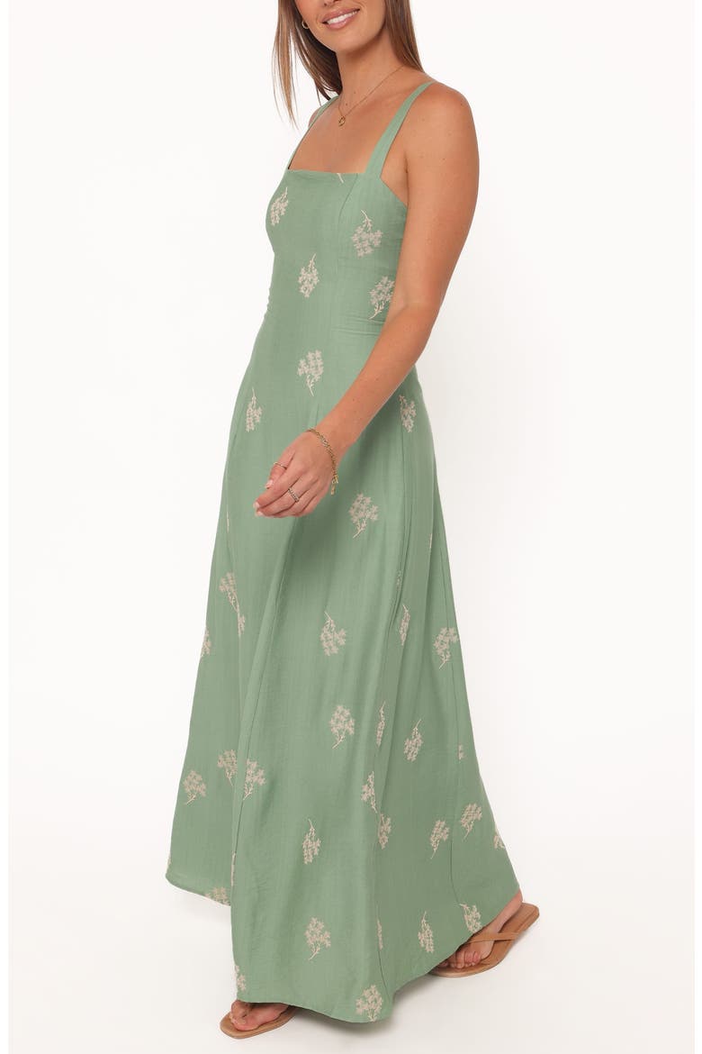 Oregon Embroidered Square Neck Maxi Dress, Alternate, color, GREEN