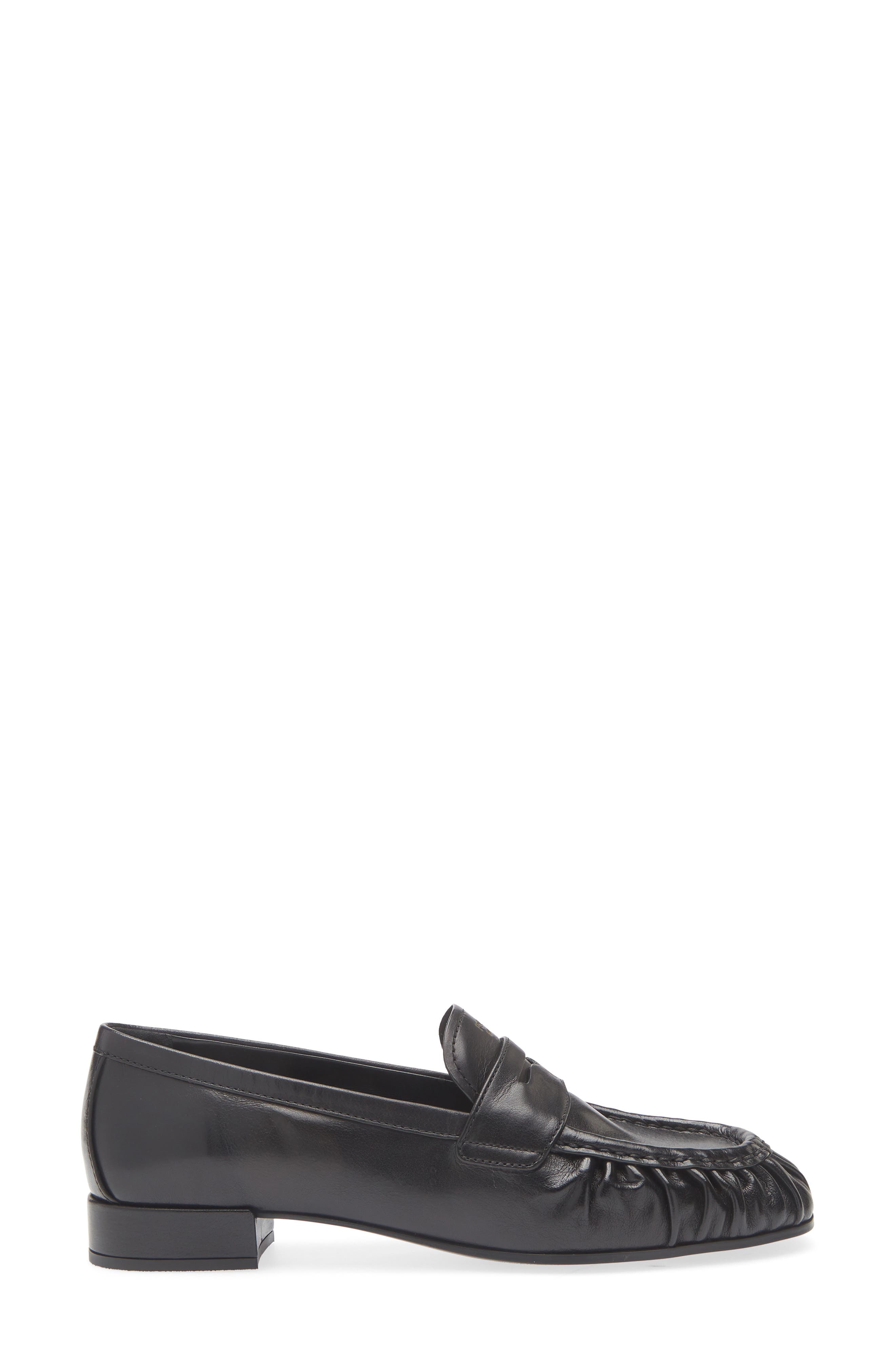 Prada Ruched Toe Penny Loafer, Alternate, color, Nero