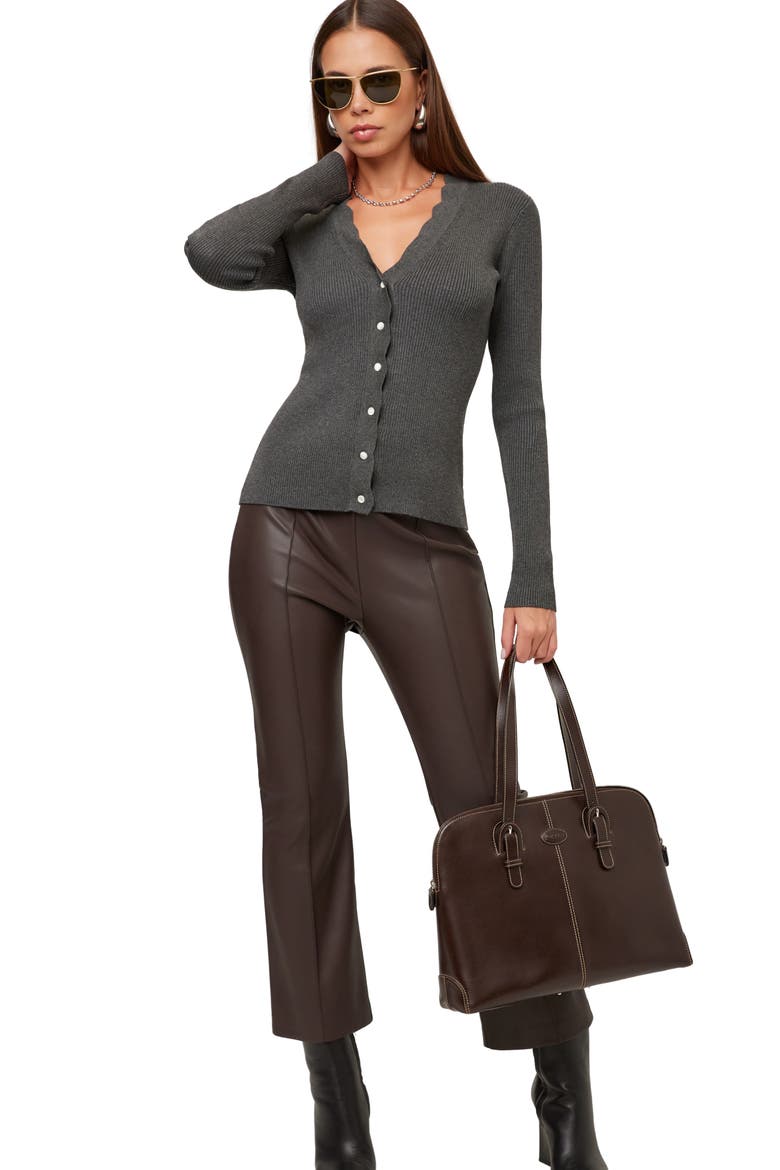 Bliss Scallop Edge Cardigan, Alternate, color, CHARCOAL