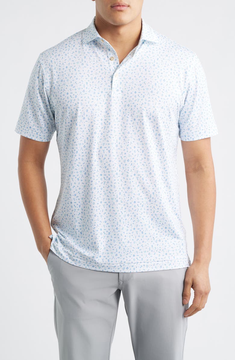 Peter Millar Goalie Soccer Print Performance Jersey Polo, Main, color, White