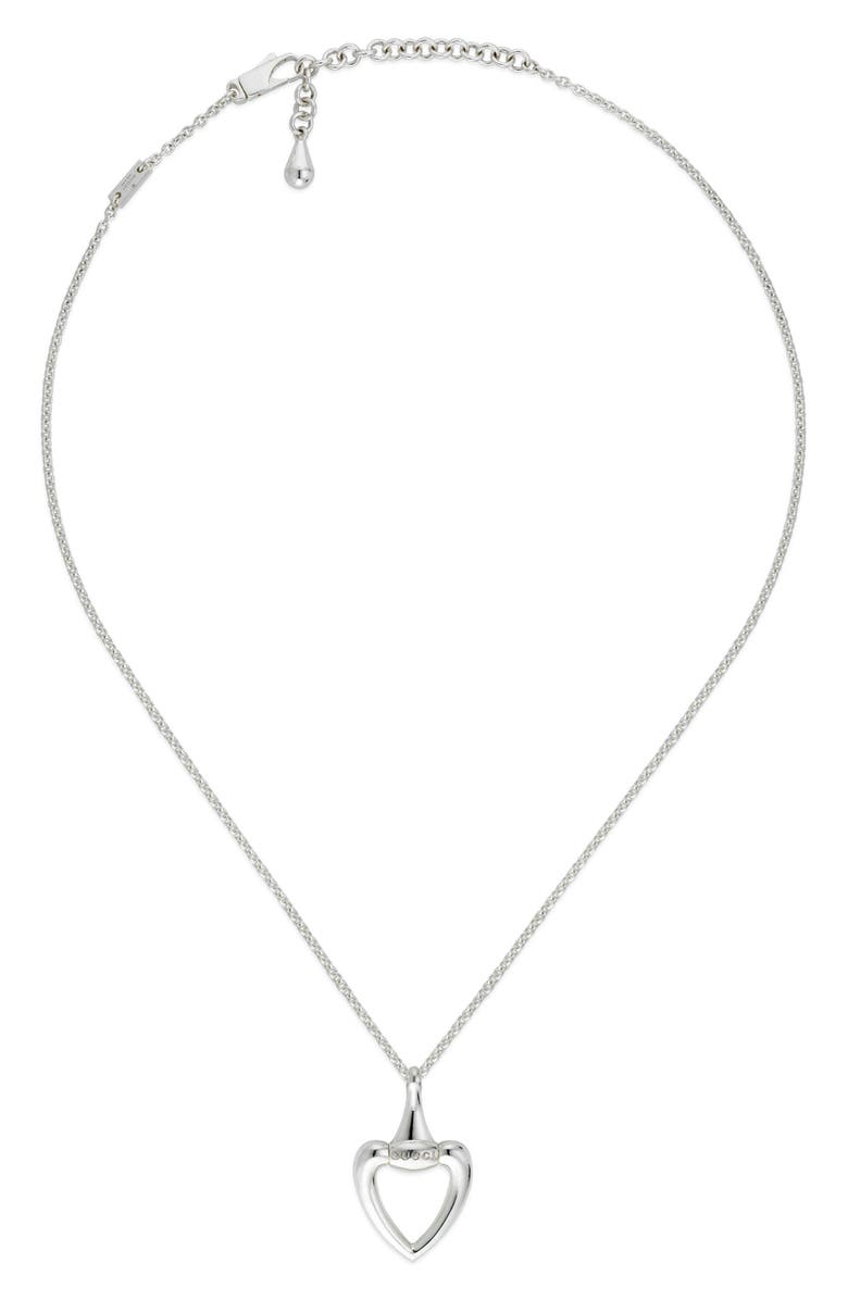 Gucci Heart Pendant Necklace, Main, color, Silver