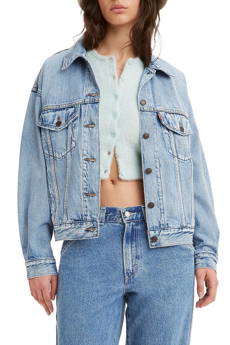 '90s Denim Trucker Jacket, Main, color, LIGHT THE WAY