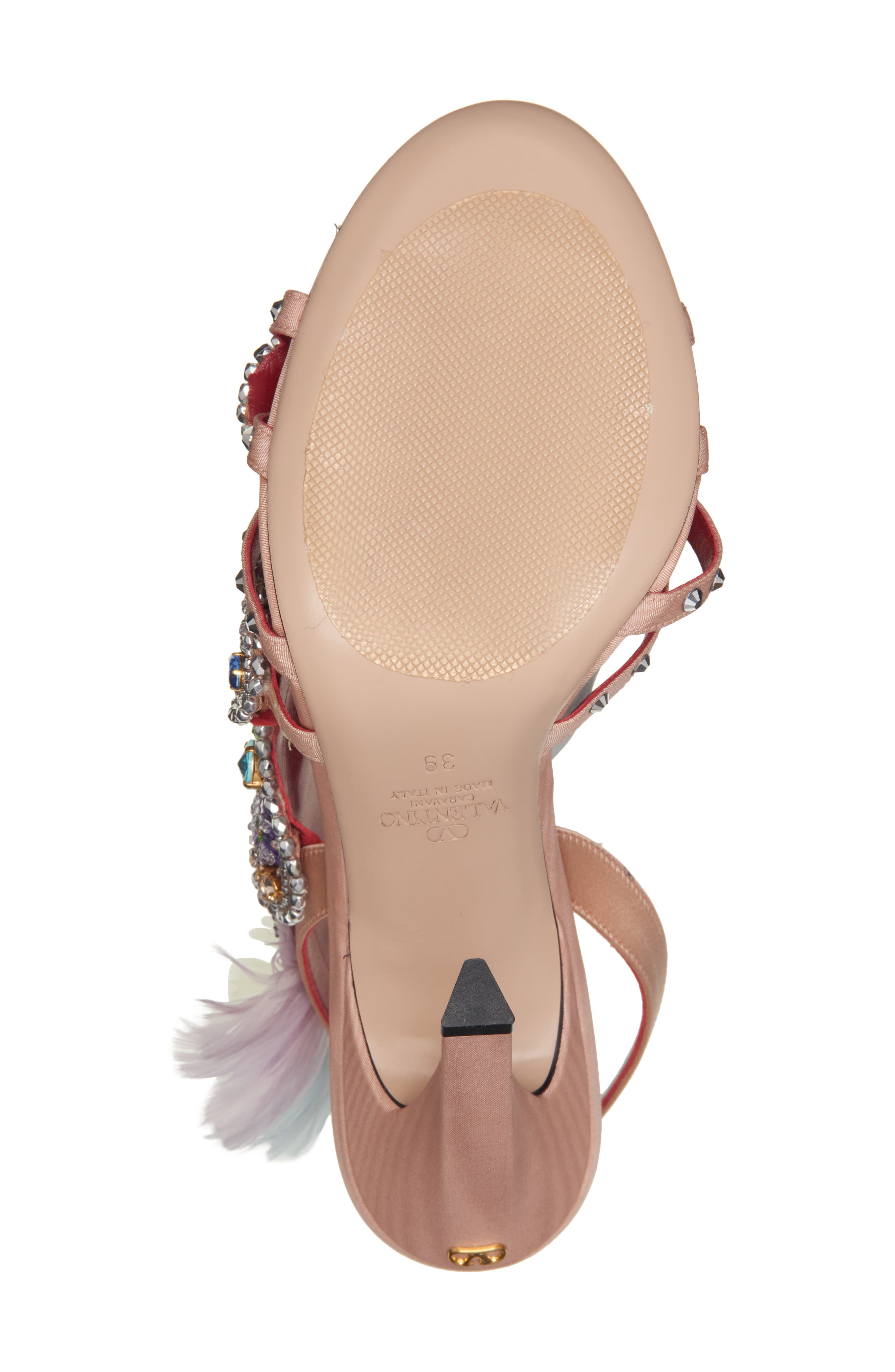 Valentino Garavani Crystal Leaves Sandal, Alternate, color, Aau Nude Couture/Skin Sorbet