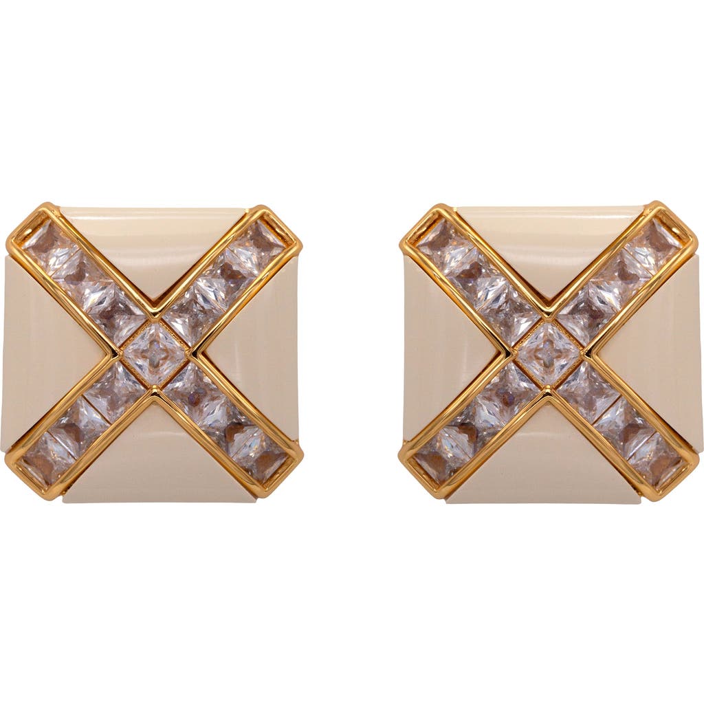 Black Suede Studio Cross Earring In Multi