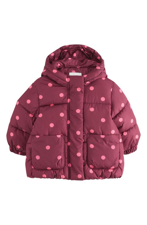 Kids' Polka Dot Hooded Puffer Jacket