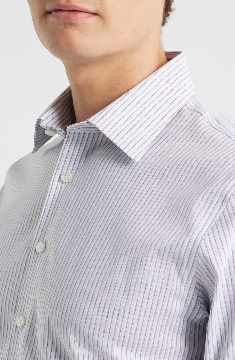 Nordstrom Trim Fit Stripe Premium Performance Twill Dress Shirt, Alternate, color, Blue- Red Torres Stripe