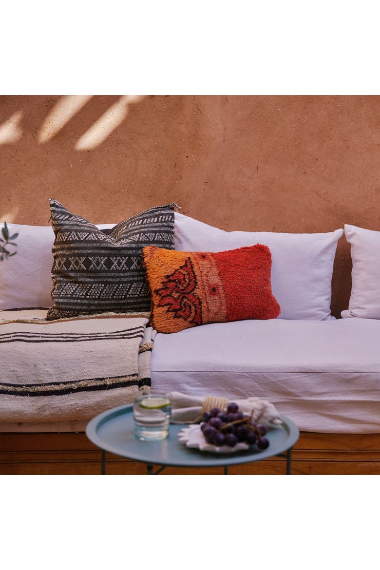 Desert Stripe Embroidered Cactus Silk Pillow - Black, Alternate, color, Black