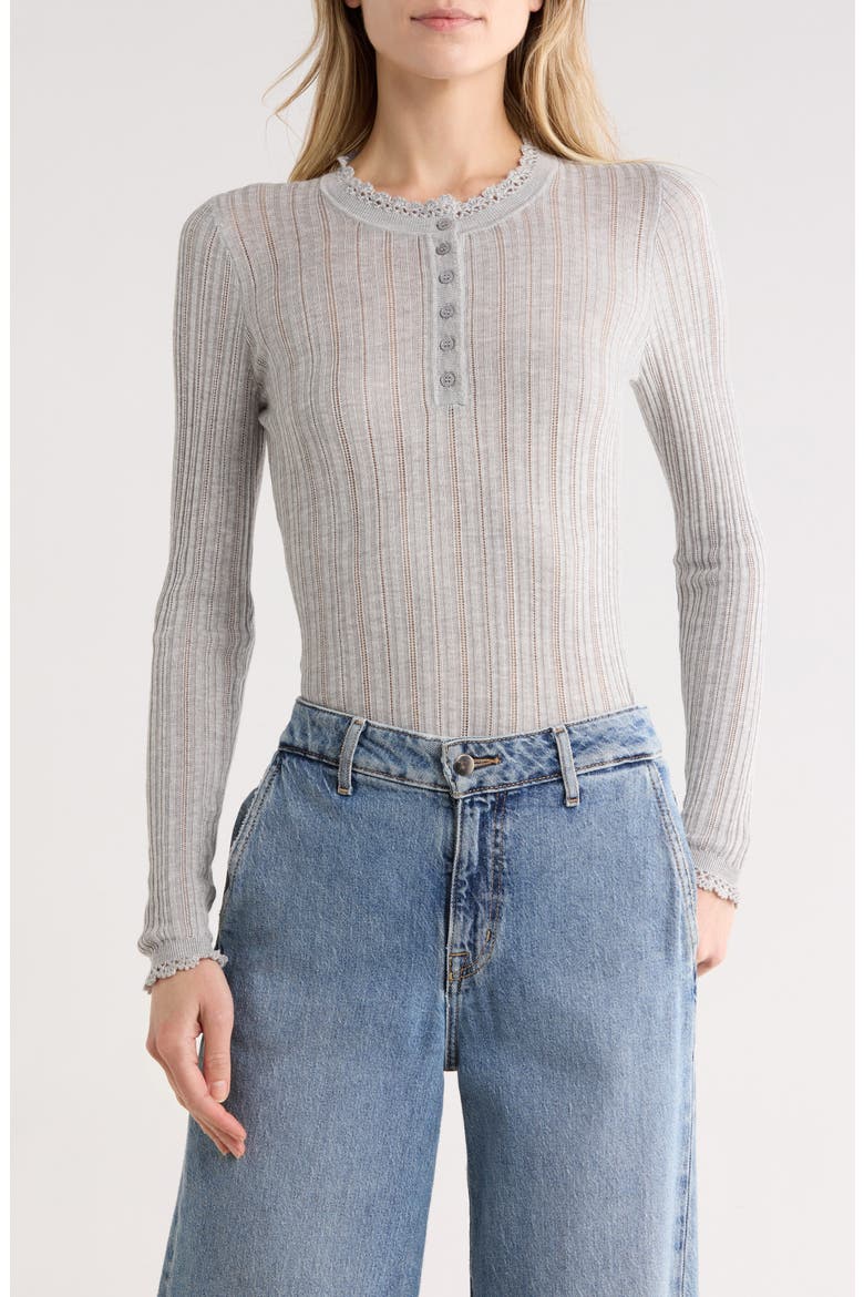 Delia Long Sleeve Pointelle Henley, Main, color, SLATE