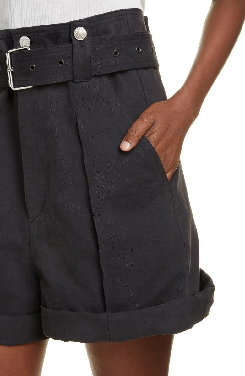 Isabel Marant Delilaz Paperbag Waist Cotton Shorts, Alternate, color, 