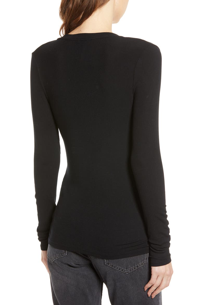 Valley Rib V-Neck Tee, Alternate, color, BLACK