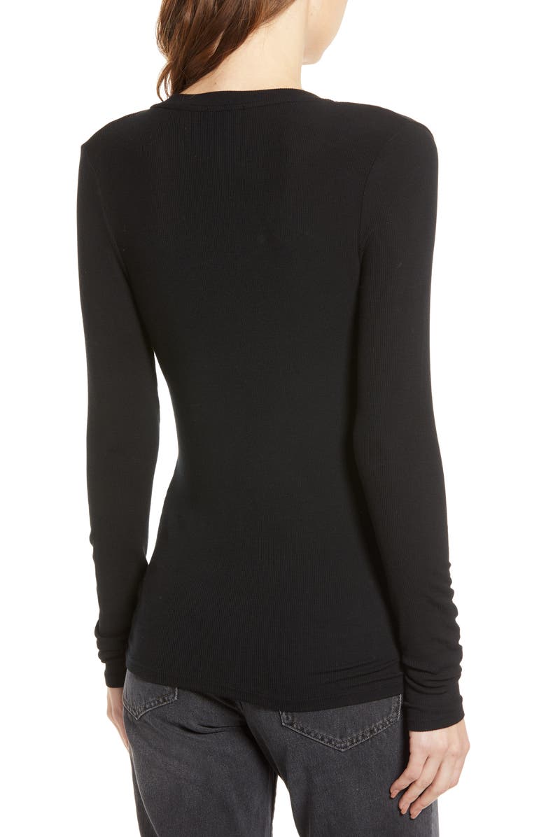 Splendid Valley Rib V-Neck Tee, Alternate, color, Black