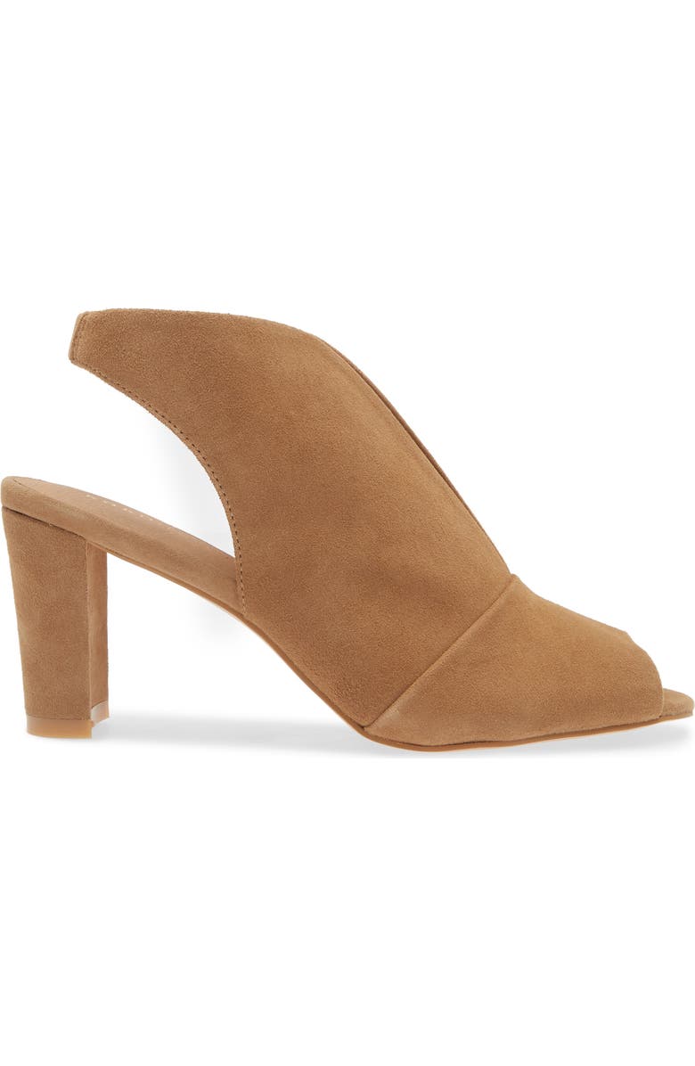 KOKO + PALENKI Pinnacle Ankle Strap Peep Toe Sandal, Alternate, color, Latte Suede