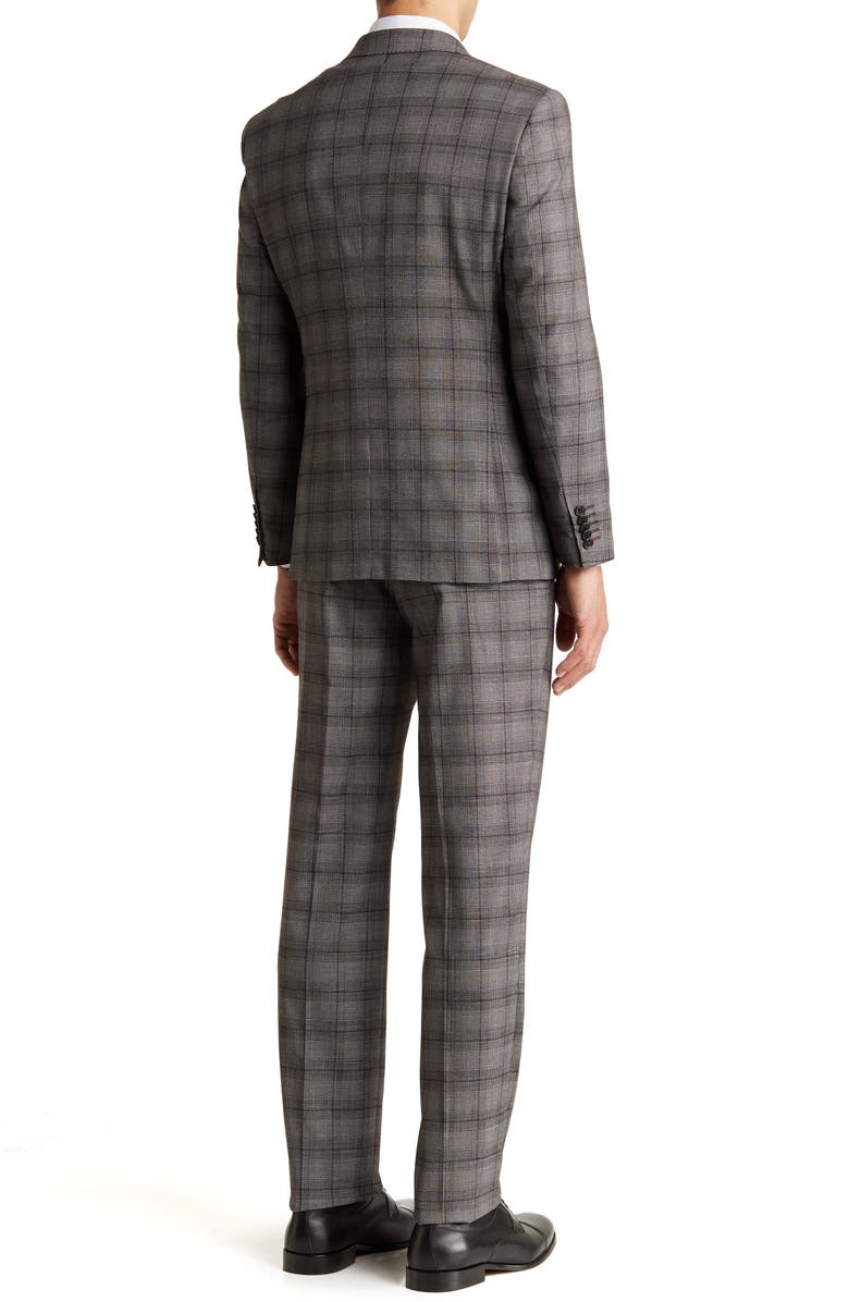 English Laundry Plaid Double Breasted Peak Lapel Suit, Alternate, color, 