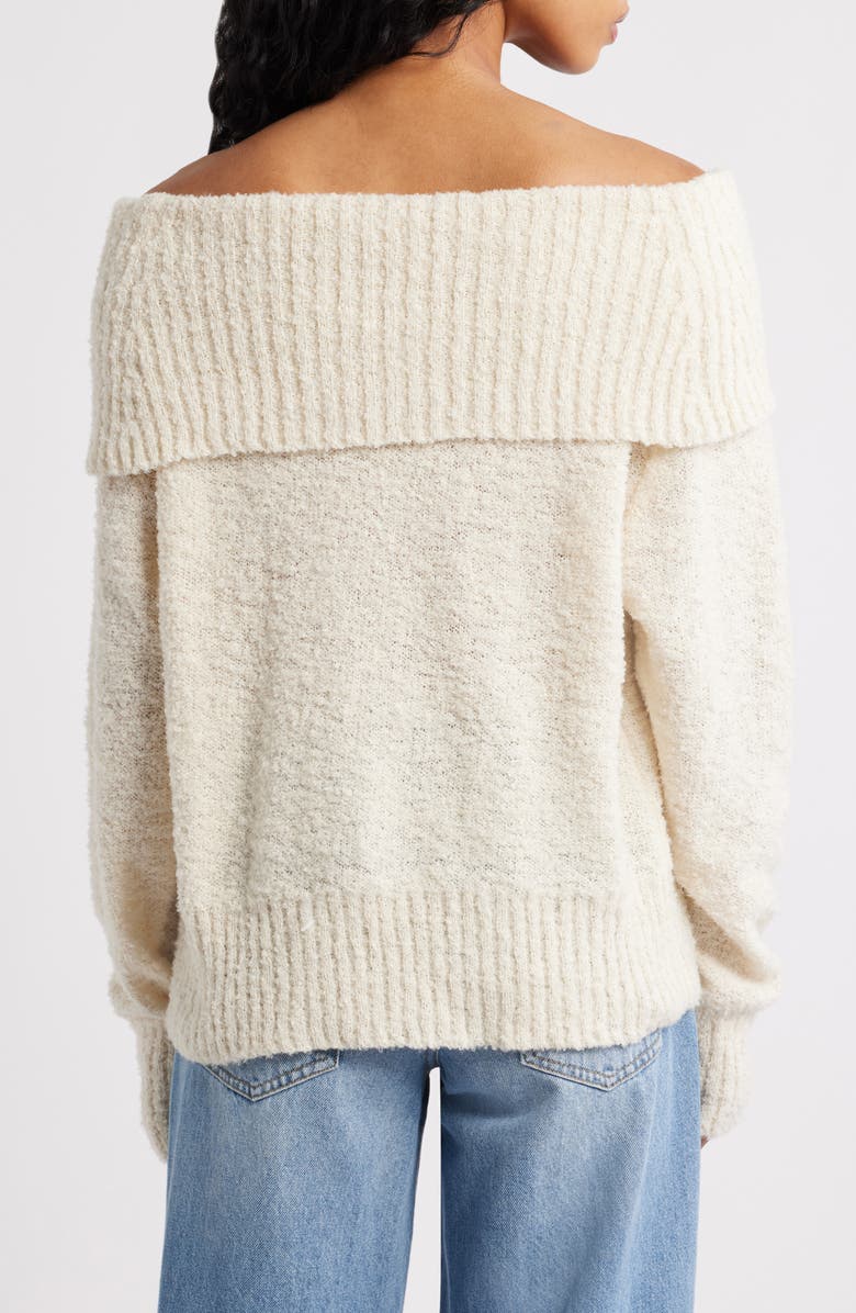 Princess Polly Parkley Bouclé Off-the-Shoulder Sweater, Alternate, color, Cream