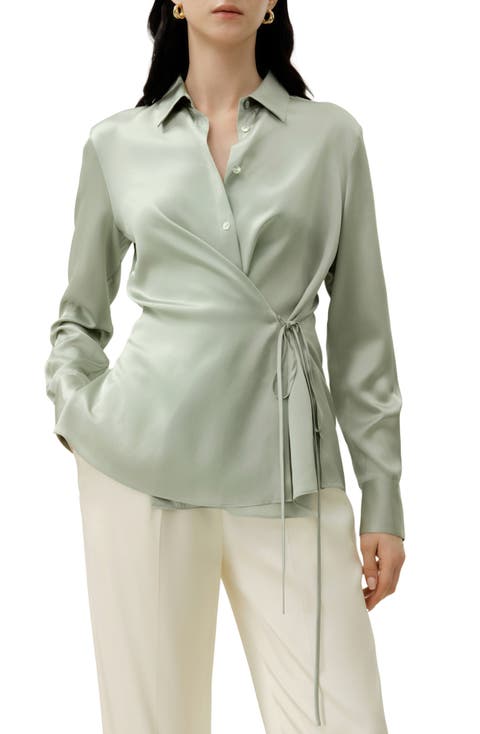 Women's Convertible Silk Charmeuse Shirt