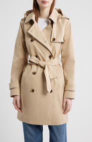 Michael Kors Classic Double Breasted Hooded Trench Coat