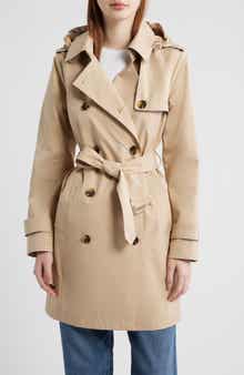 Classic Double Breasted Hooded Trench Coat