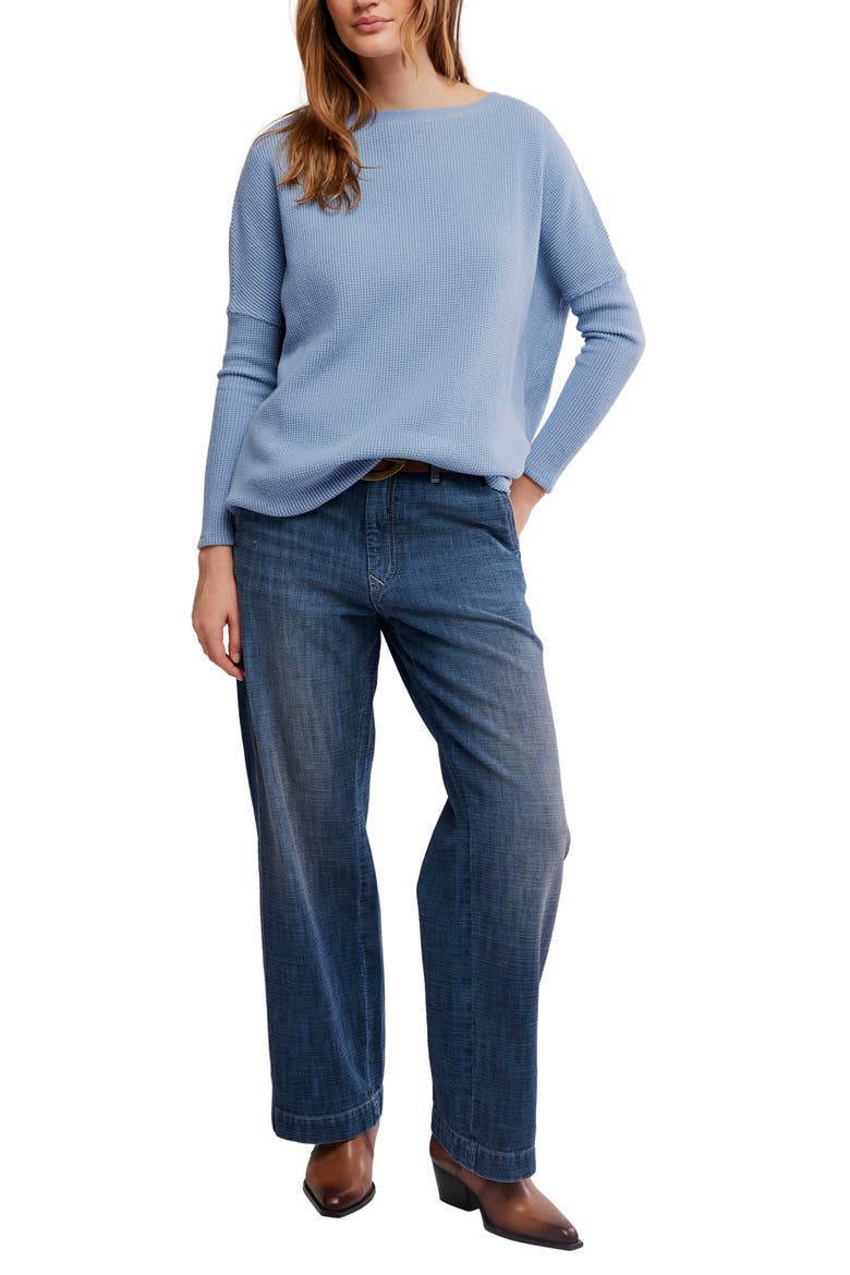 Latte Blue Oversize Thermal Top, Alternate, color, AUTUMN SKY