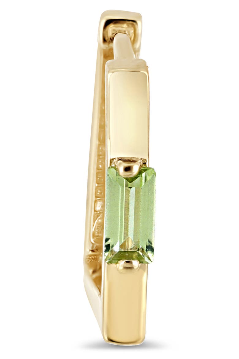 14K Gold Color Square Huggie Hoop Earrings (Online Trunk Show), Alternate, color, 14K YELLOW GOLD/ PERIODOT
