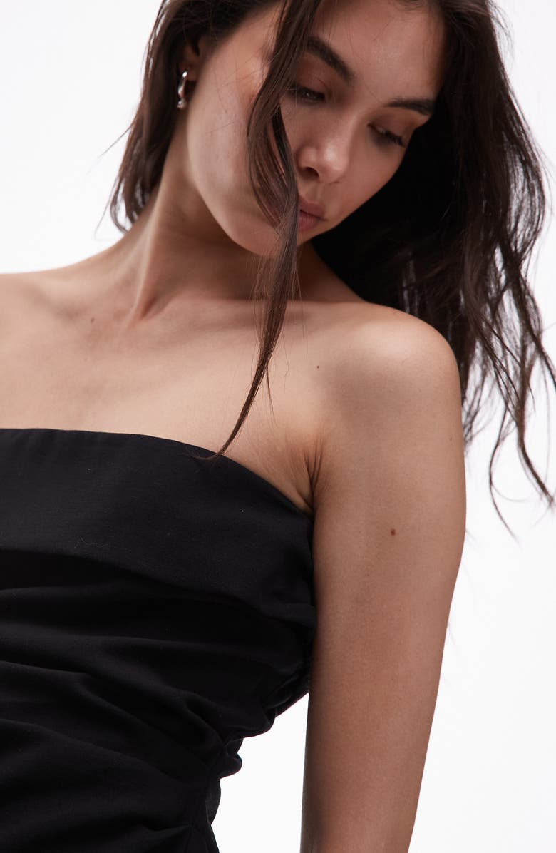 Topshop Strapless Top, Alternate, color, Black