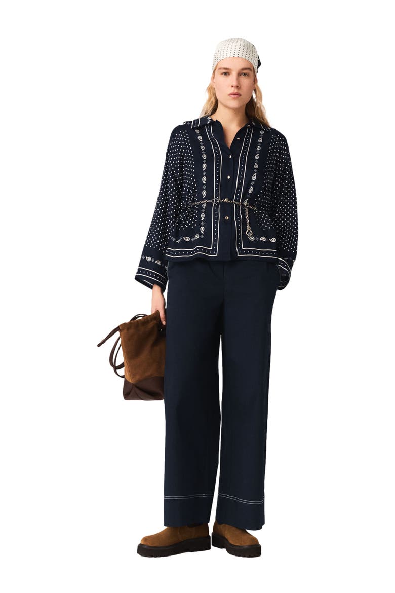 Flowing printed shirt, Main, color, Navy dot bandana print
